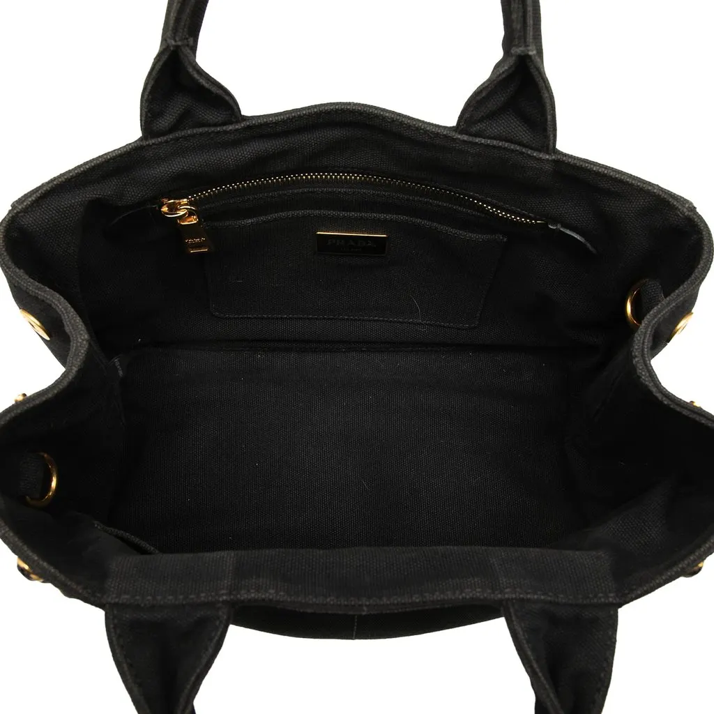 Prada Small Canvas Canapa Bijoux Satchel Black Canvas Very good - Model View