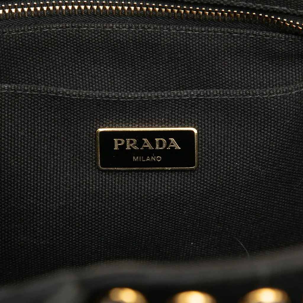 Prada Small Canvas Canapa Bijoux Satchel Black Canvas Very good - Box View