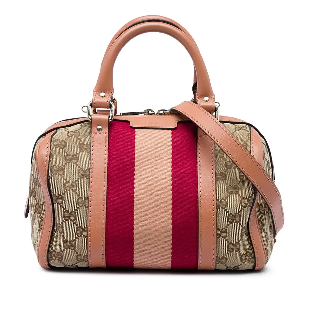 Gucci Small GG Canvas Web Joy Boston Bag Beige Canvas Very good - Front View
