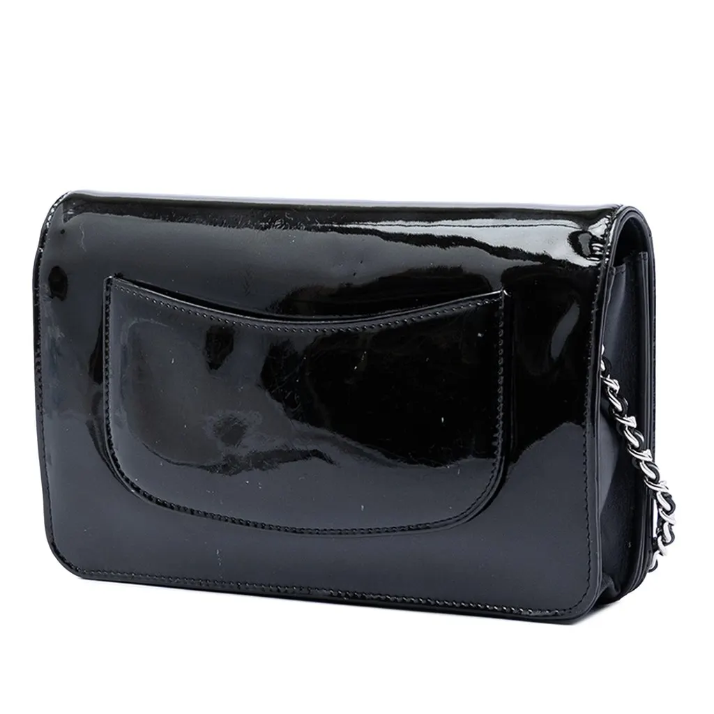 Chanel CC Patent Strass Embellished Wallet On Chain Black Leather Very good - Back View