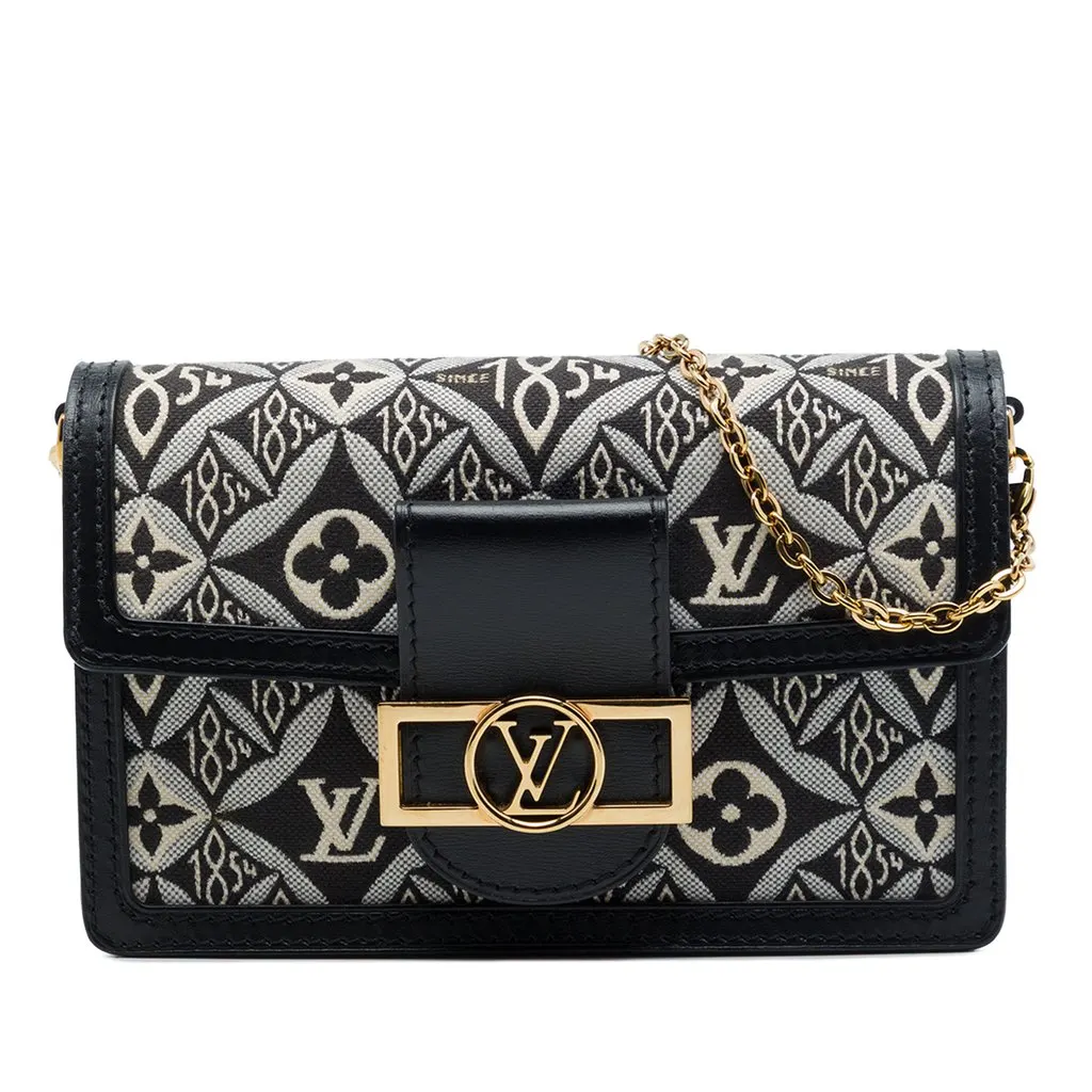 Louis Vuitton Monogram Jacquard Since 1854 Dauphine Chain Wallet Black Canvas Very good - Front View