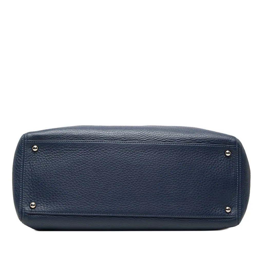 Chanel Medium Calfskin Executive Cerf Tote Blue Leather Very good - Inside View