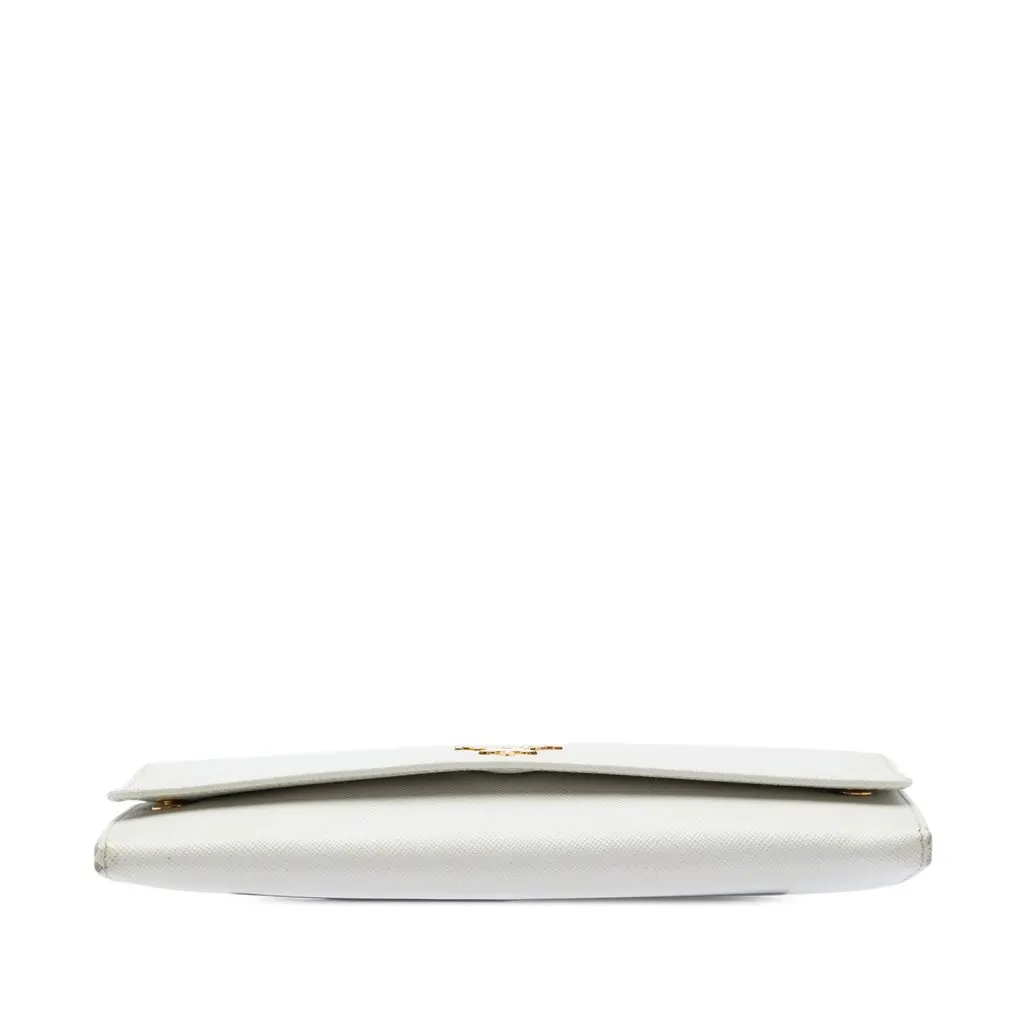 Prada Saffiano Lux Wallet On Chain White Leather Good - Inside View