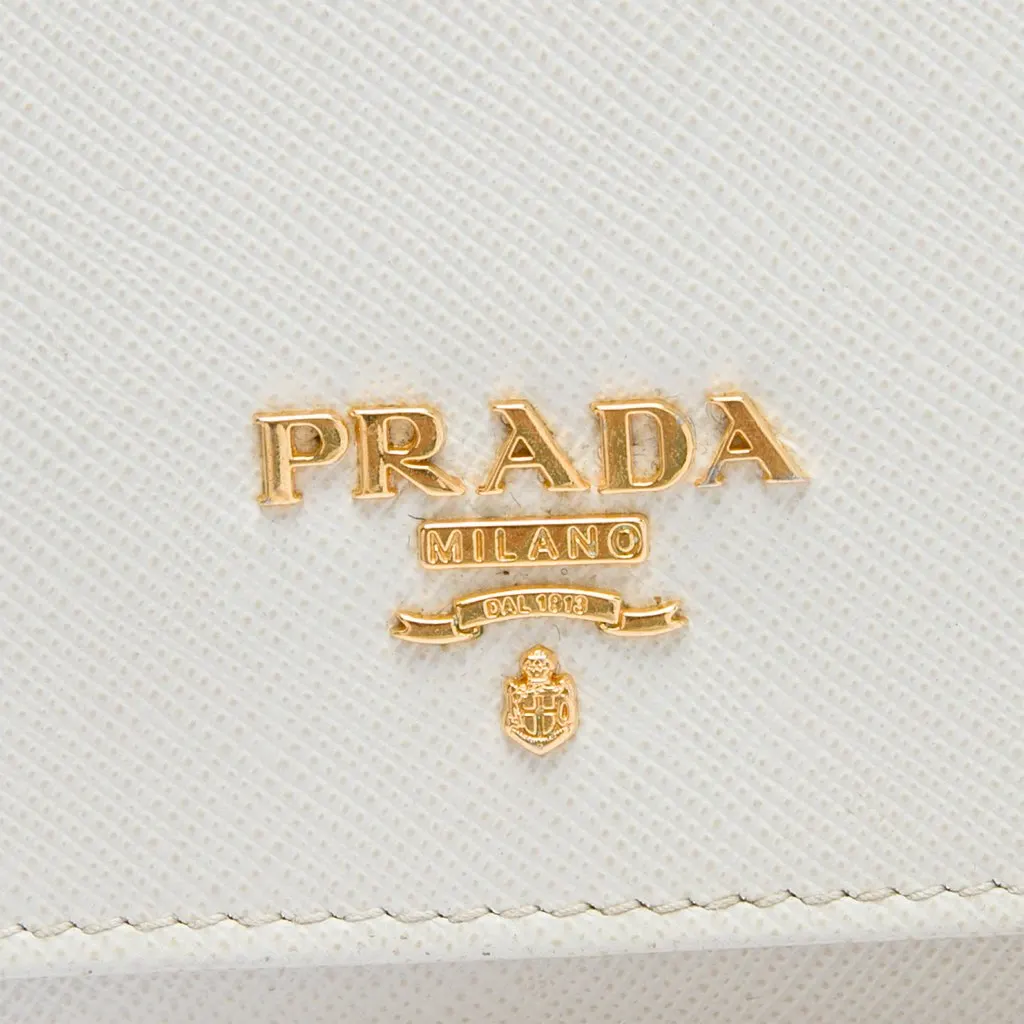Prada Saffiano Lux Wallet On Chain White Leather Good - Box View