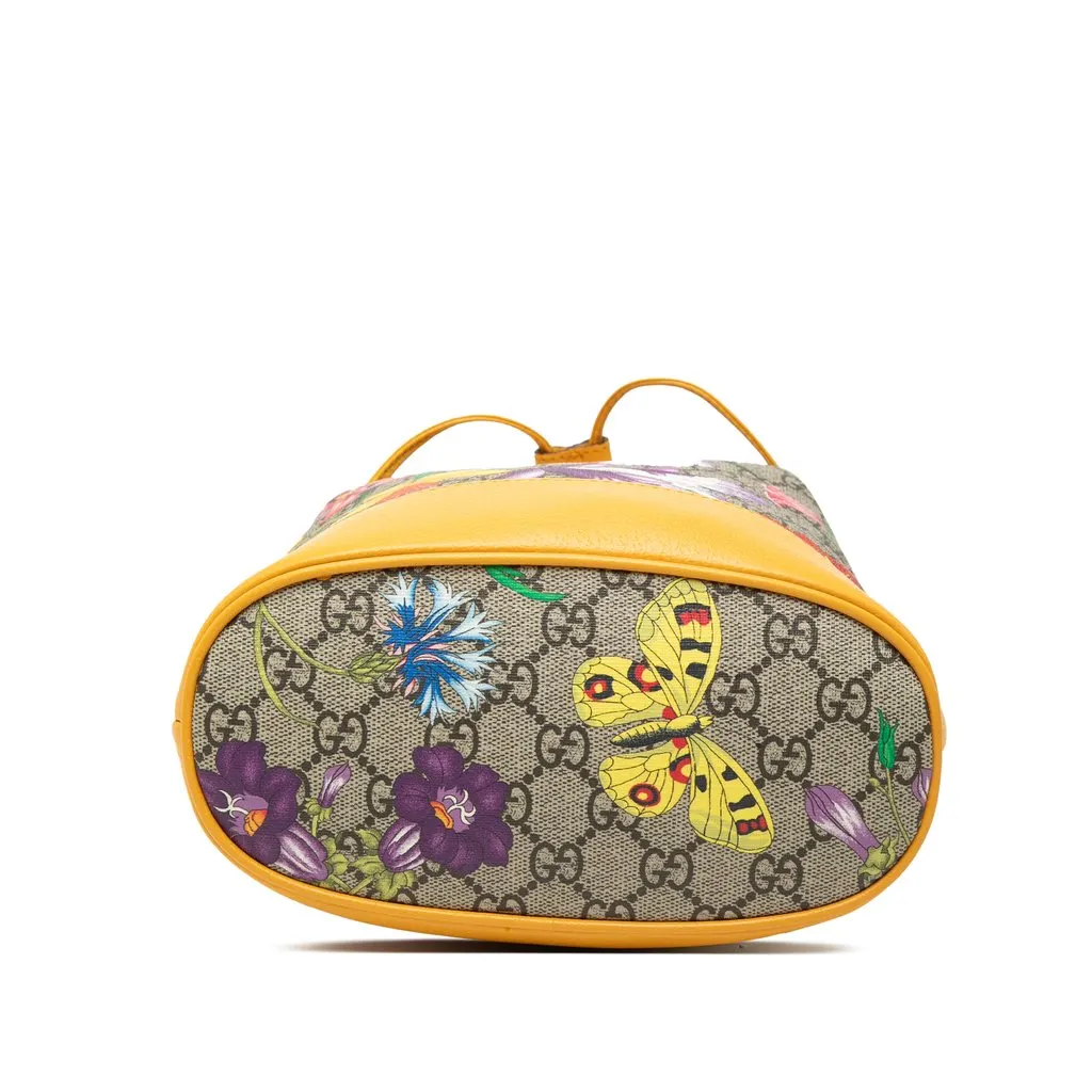 Gucci Small GG Supreme Flora Ophidia Bucket Bag Beige Very good - Inside View