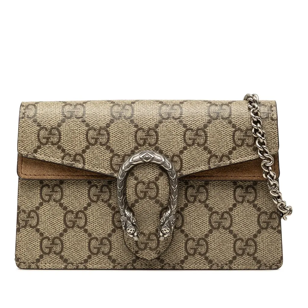 Gucci Mini GG Supreme Dionysus Crossbody Beige Canvas Good - Front View