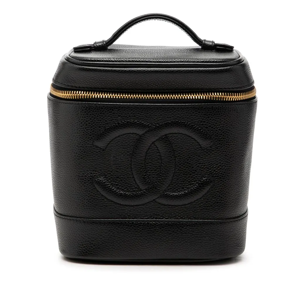 Chanel CC Caviar Vanity Bag Black Leather Very good - Front View