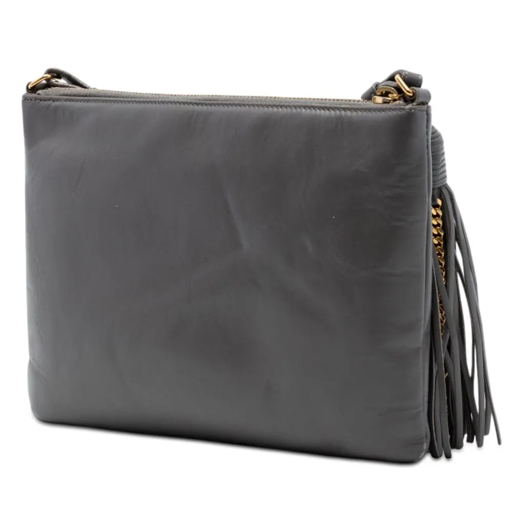 Saint Laurent Leather Teen Monogram Crossbody Brown Leather Good - Back View