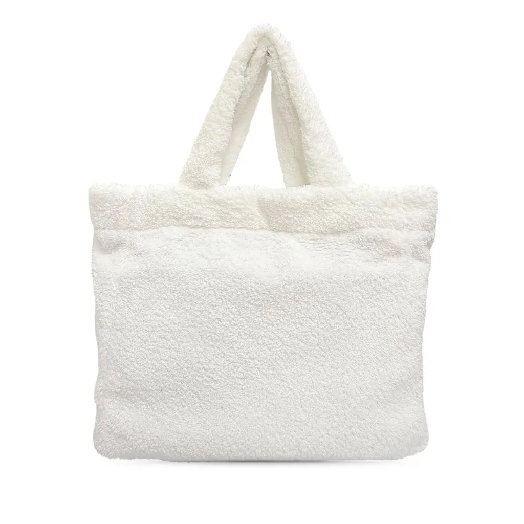 Prada Spugna Terry Cloth Logo Tote White Very good - Back View