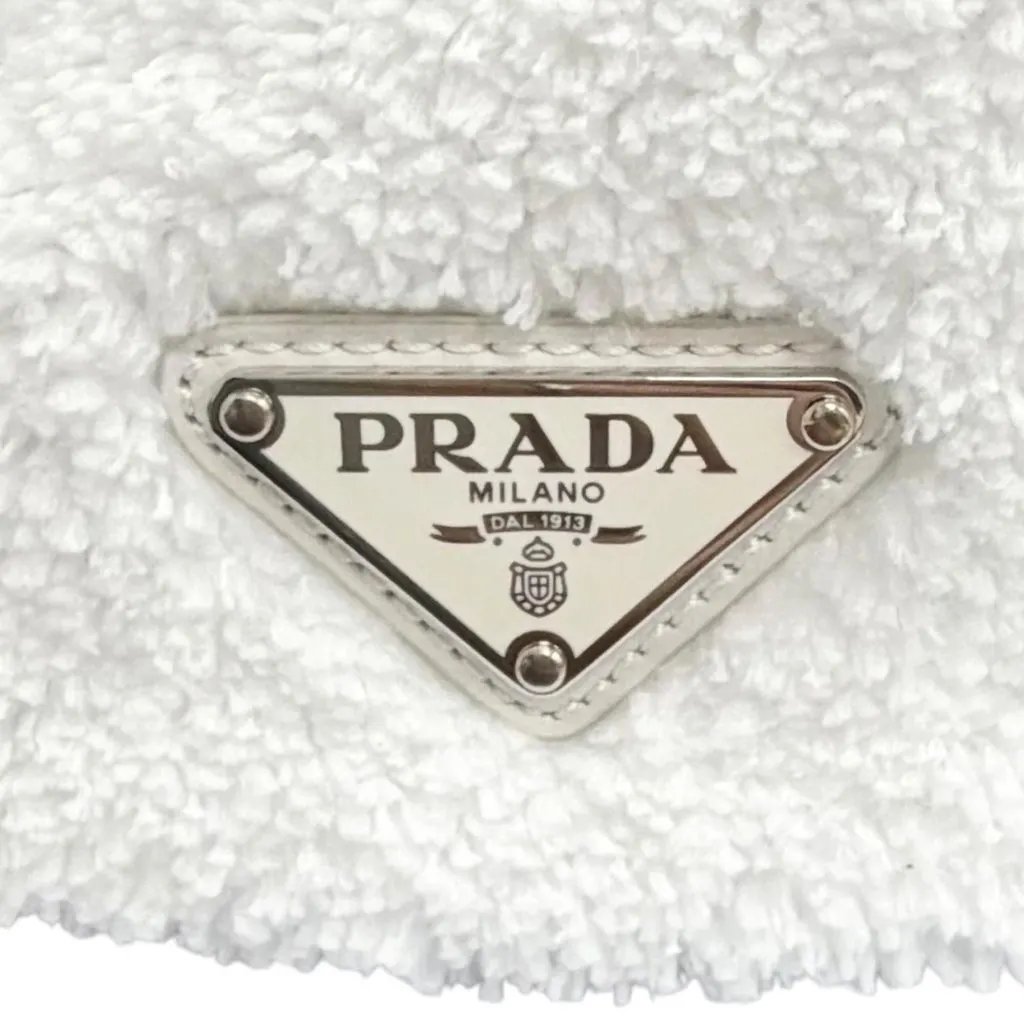Prada Spugna Terry Cloth Logo Tote White Very good - Box View