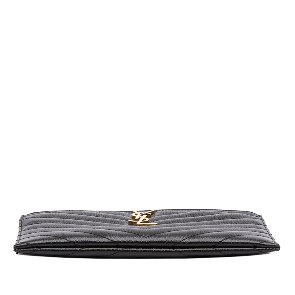 Saint Laurent Chevron Grain De Poudre Monogram Bill Pouch Black Leather Very good - Inside View
