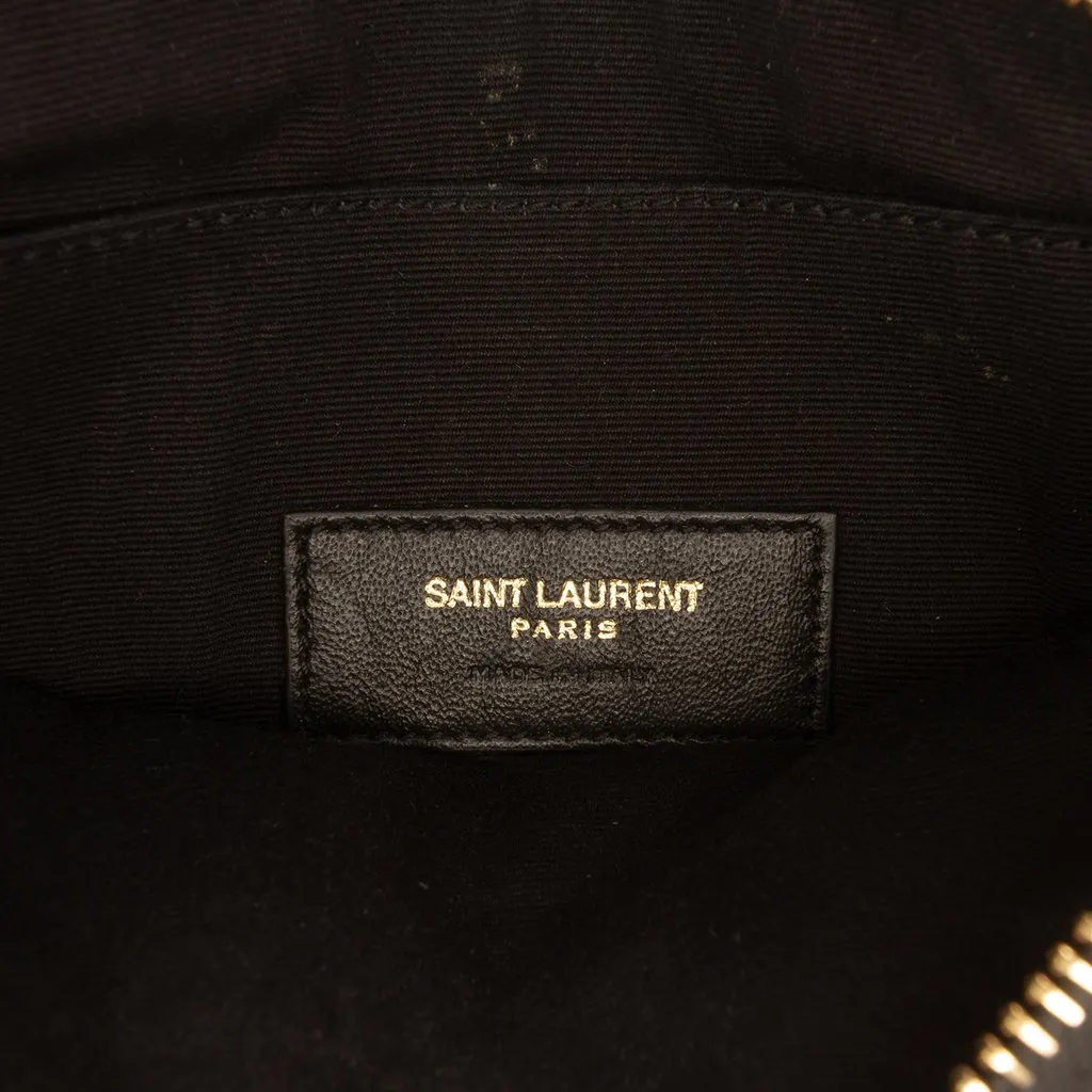 Saint Laurent Chevron Grain De Poudre Monogram Bill Pouch Black Leather Very good - Box View