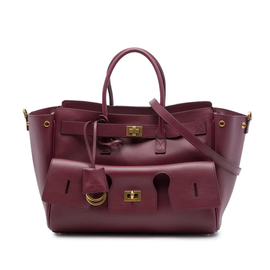 Balenciaga Small Smooth Calfskin Bel Air Carry All Tote Red Leather Very good - Front View