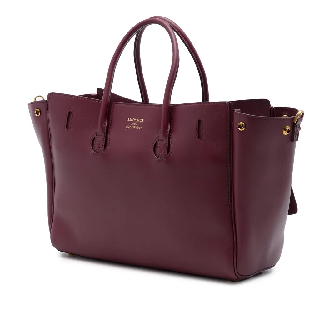 Balenciaga Small Smooth Calfskin Bel Air Carry All Tote Red Leather Very good - Back View