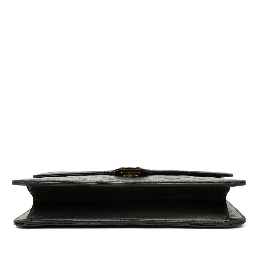Chanel Medium CC Quilted Lambskin Single Flap Black Leather Very good - Inside View