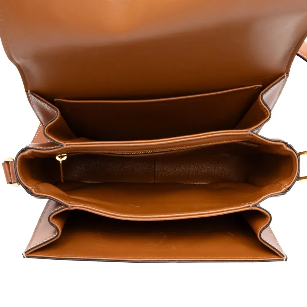 Celine Classique Triomphe Coated Canvas and Calfskin Triomphe Crossbody Brown Canvas Very good - Model View