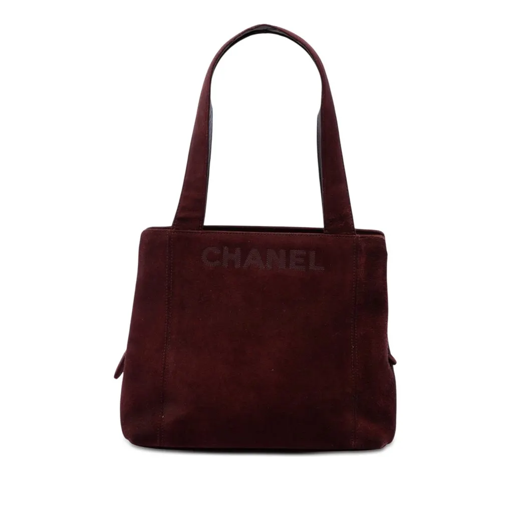 Chanel Suede LAX Logo Tote Red Leather Very good - Front View