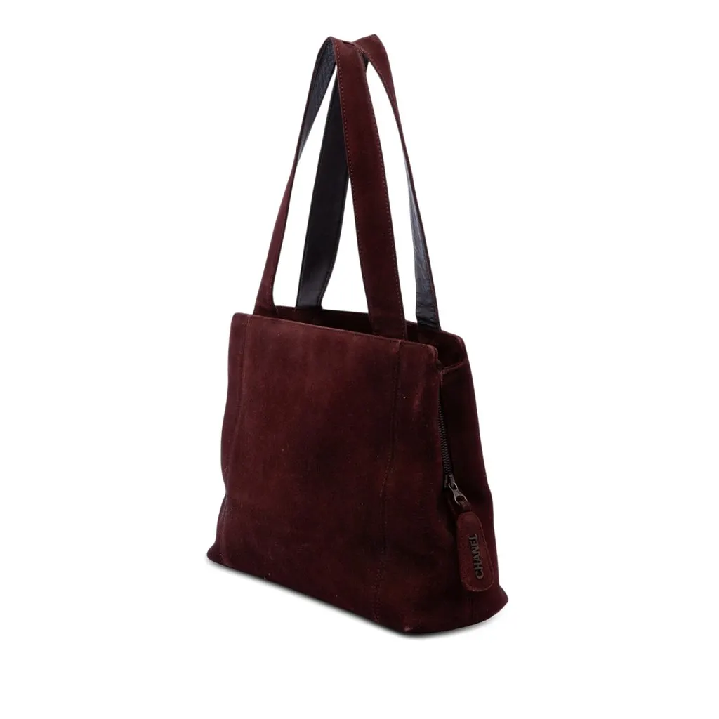 Chanel Suede LAX Logo Tote Red Leather Very good - Back View