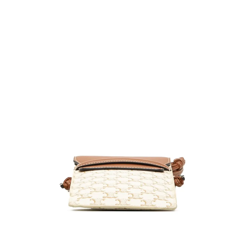Celine Triomphe Coated Canvas Phone Pouch Flap Crossbody White Very good - Inside View