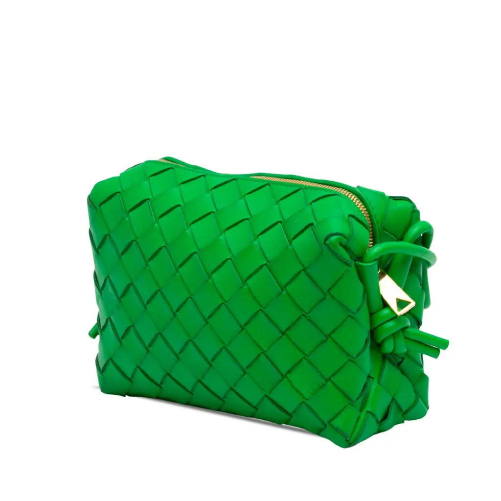 Bottega Veneta Mini Lambskin Intrecciato Loop Camera Bag Green Leather Very good - Back View