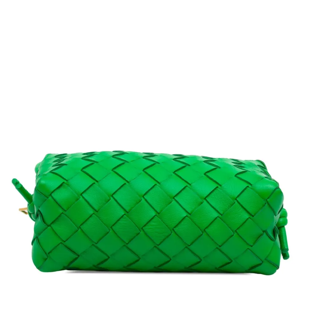 Bottega Veneta Mini Lambskin Intrecciato Loop Camera Bag Green Leather Very good - Inside View