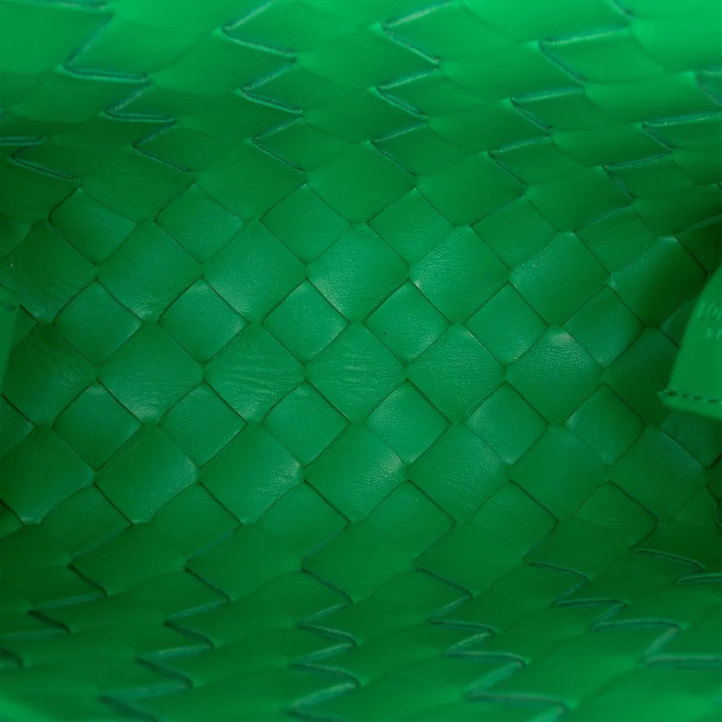 Bottega Veneta Mini Lambskin Intrecciato Loop Camera Bag Green Leather Very good - Model View
