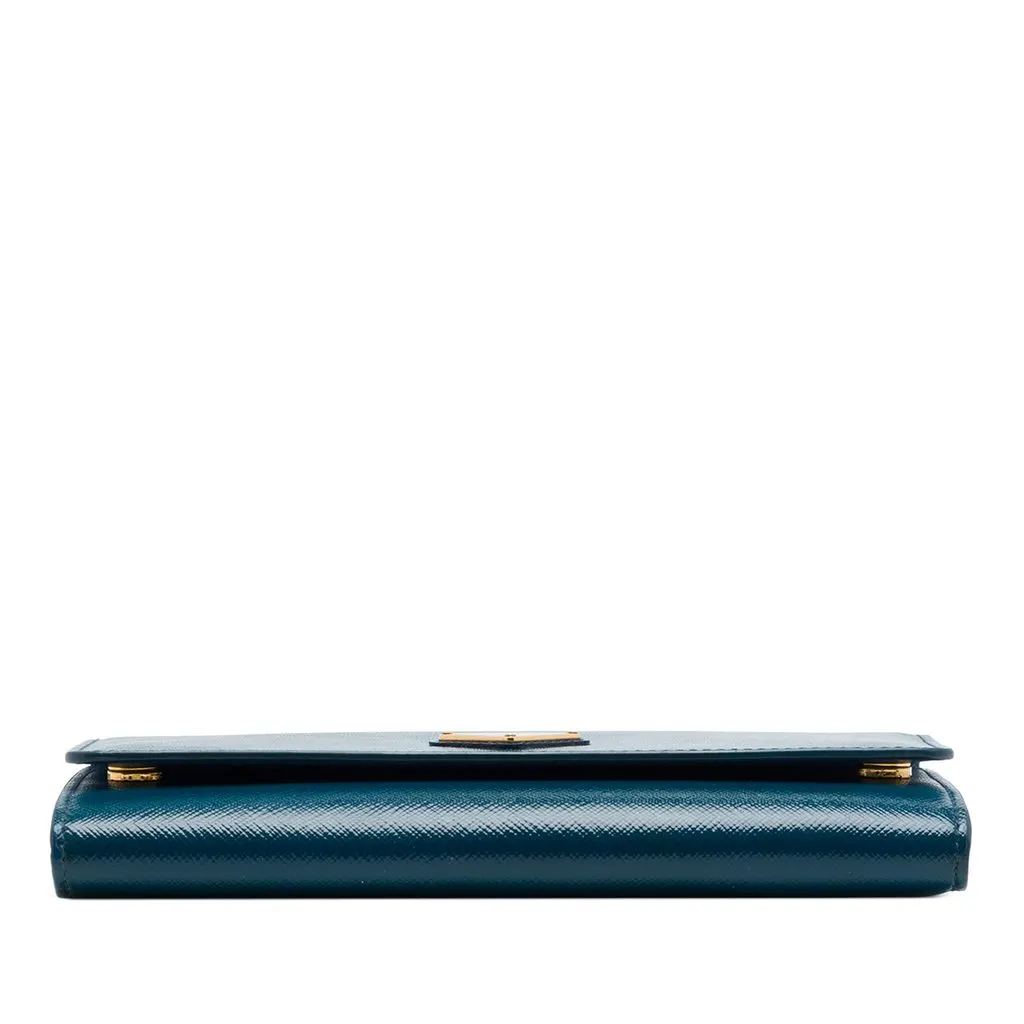 Prada Saffiano Lux Wallet On Chain Blue Leather Very good - Inside View