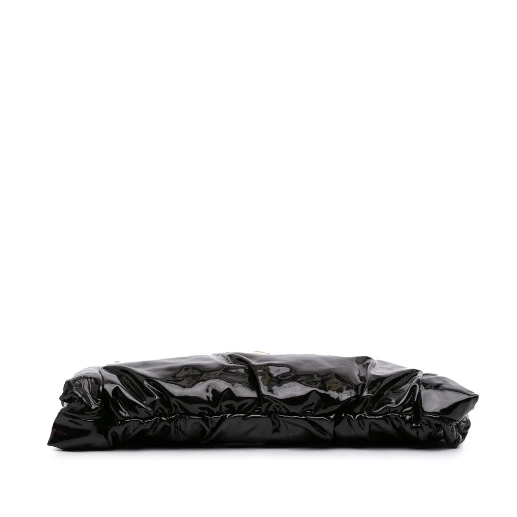 Gucci Large Patent Hysteria Clutch Black Leather Good - Inside View