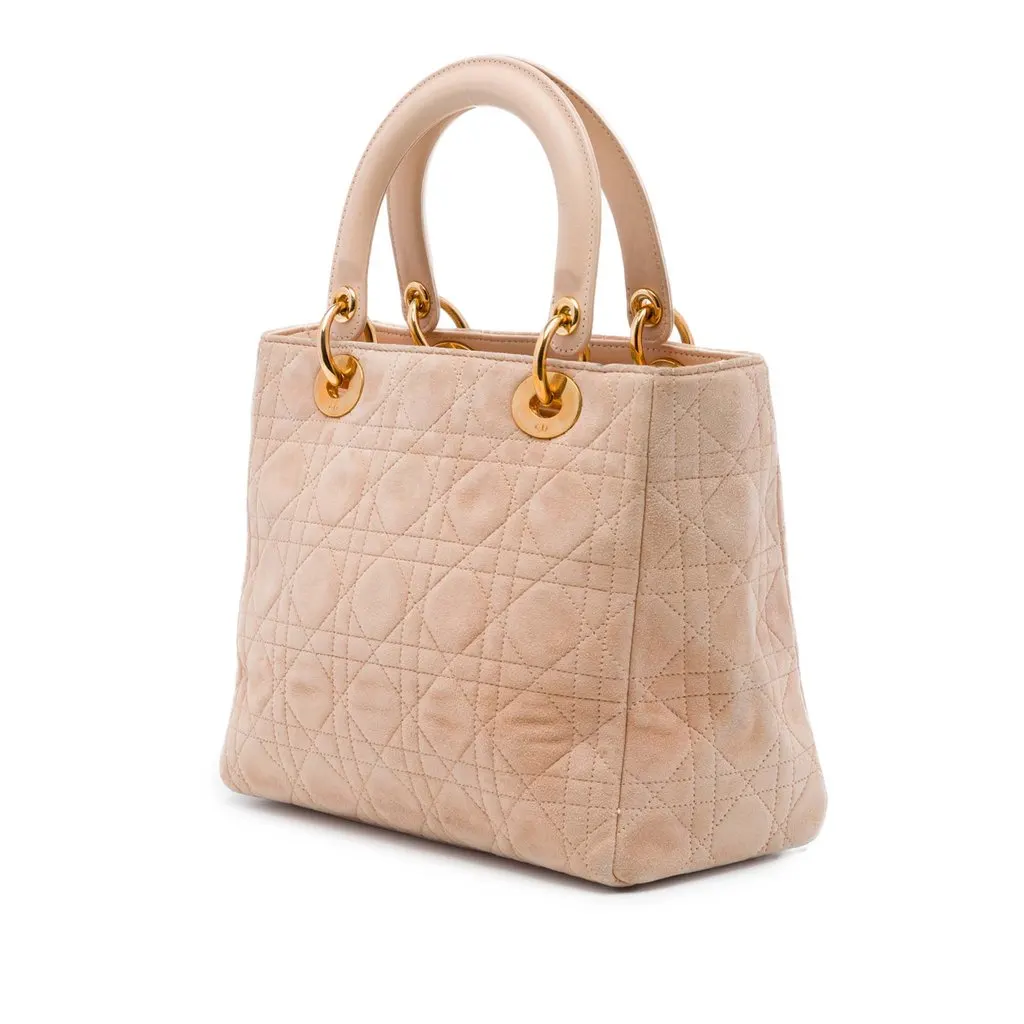 Dior Medium Suede Cannage Lady Dior Pink Leather Very good - Back View