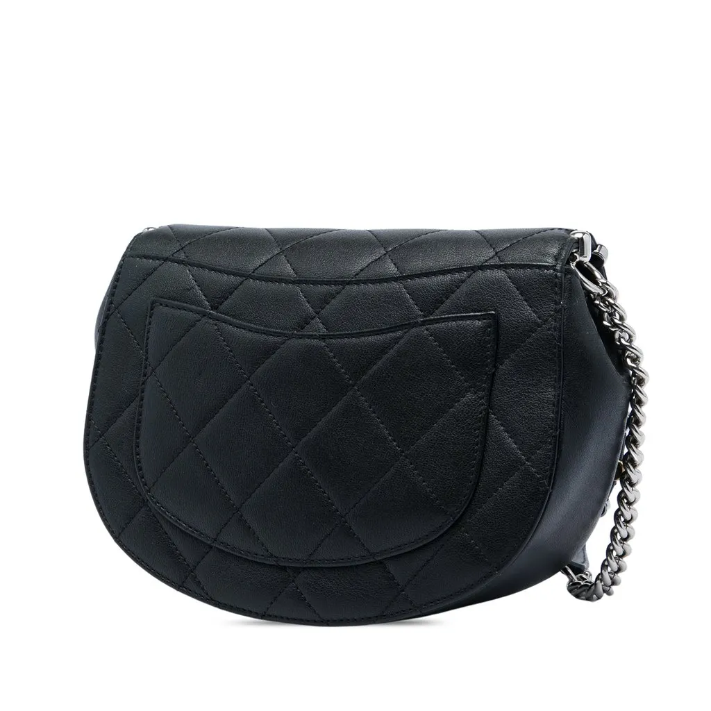 Chanel Small Quilted Lambskin Studded Bubble Flap Black Leather Very good - Back View