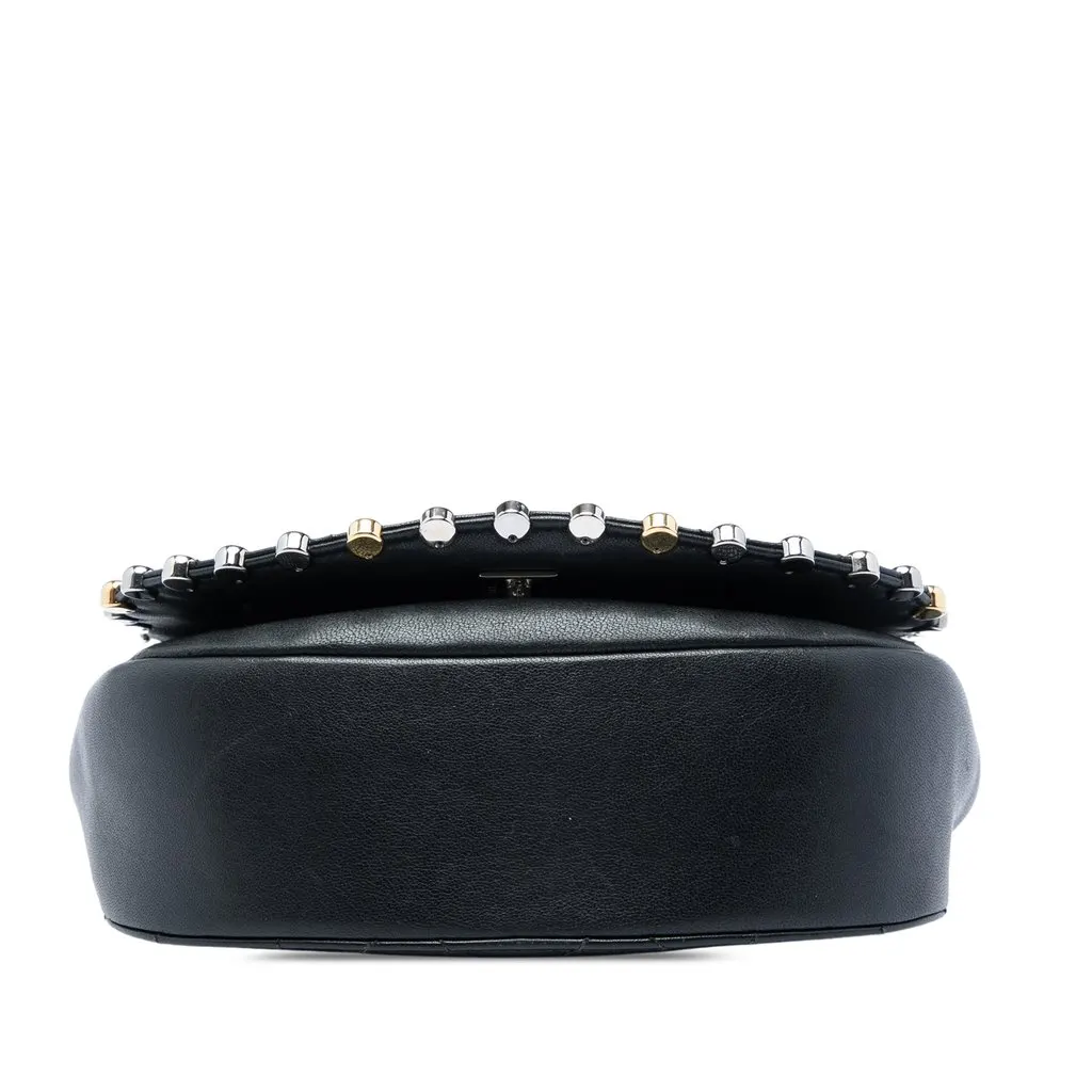 Chanel Small Quilted Lambskin Studded Bubble Flap Black Leather Very good - Inside View