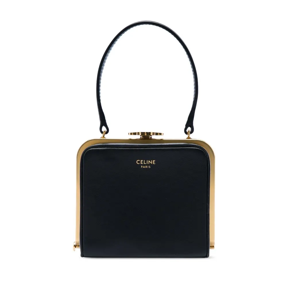 Celine Calfskin Triomphe Lana Minaudiere Black Leather Very good - Front View