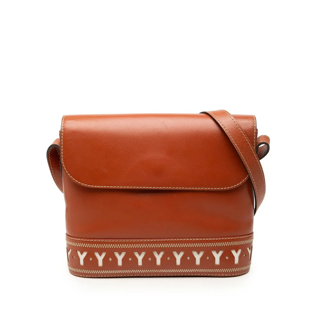 Saint Laurent Calfskin Y Cut Out Shoulder Bag Brown Leather Very good - Front View