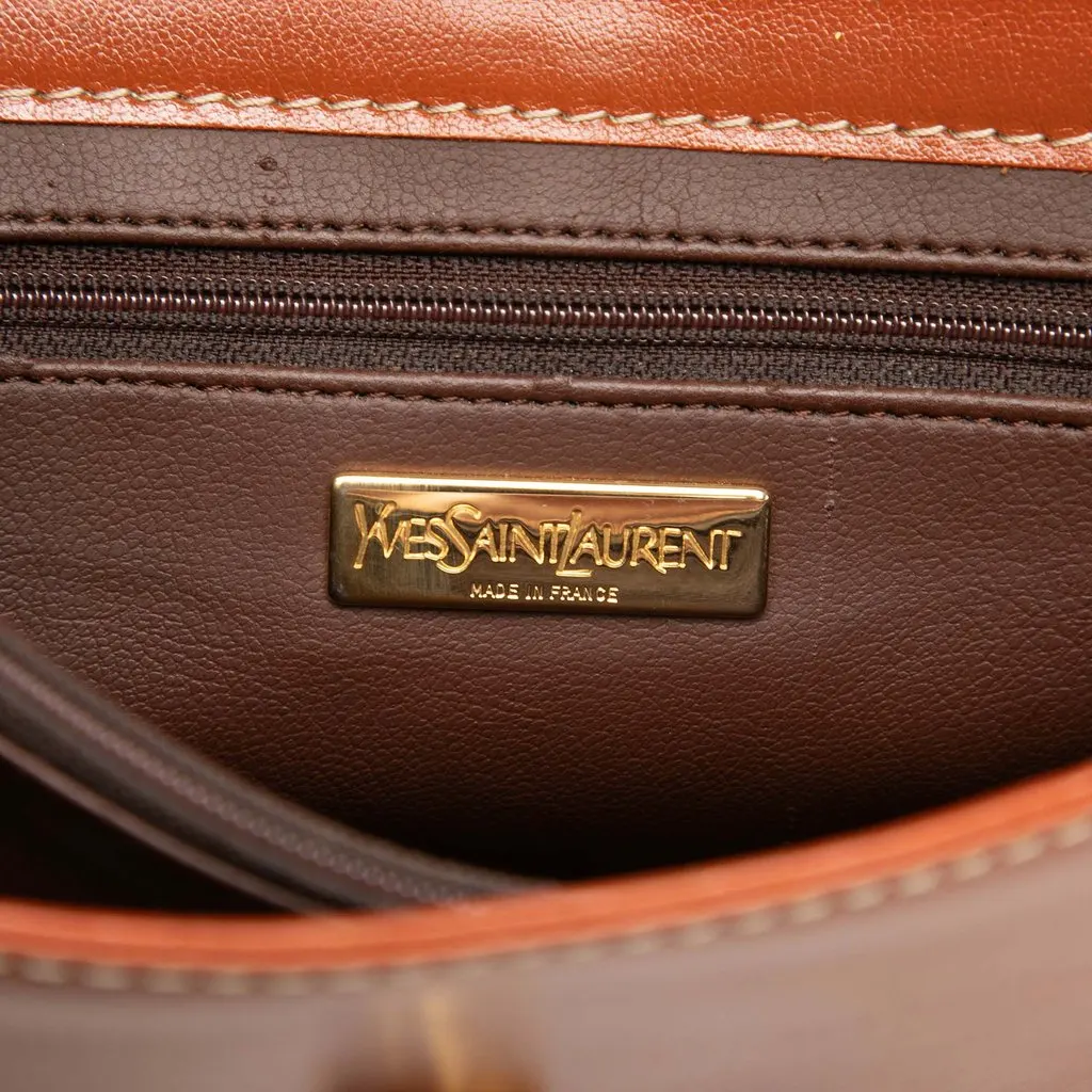 Saint Laurent Calfskin Y Cut Out Shoulder Bag Brown Leather Very good - Box View