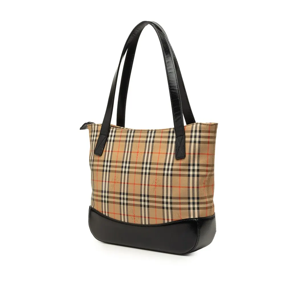 Burberry Haymarket Check Canvas Tote Beige Canvas Good - Back View