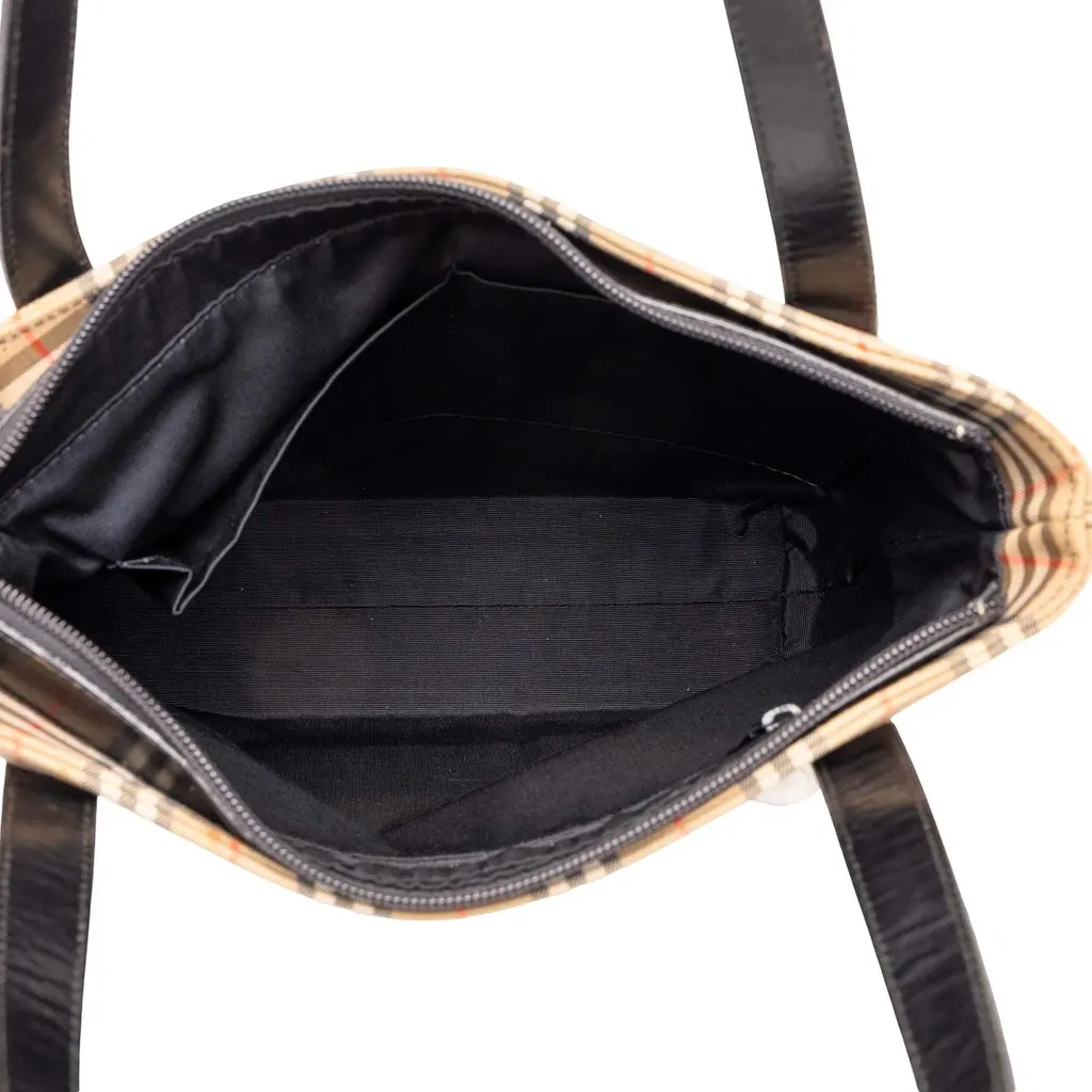 Burberry Haymarket Check Canvas Tote Beige Canvas Good - Model View