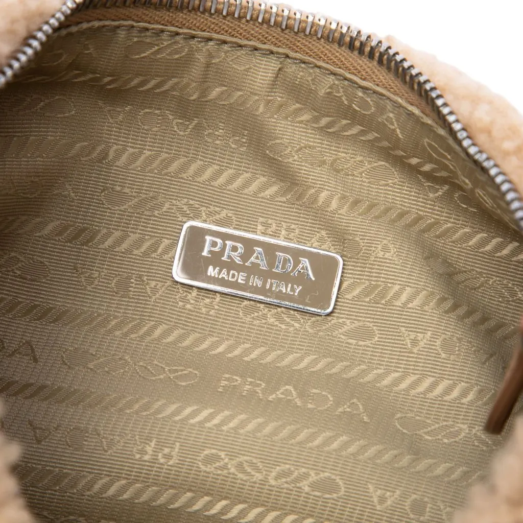 Prada Mini Shearling Re Edition 2000 Shoulder Bag Brown Shearling Very good - Box View