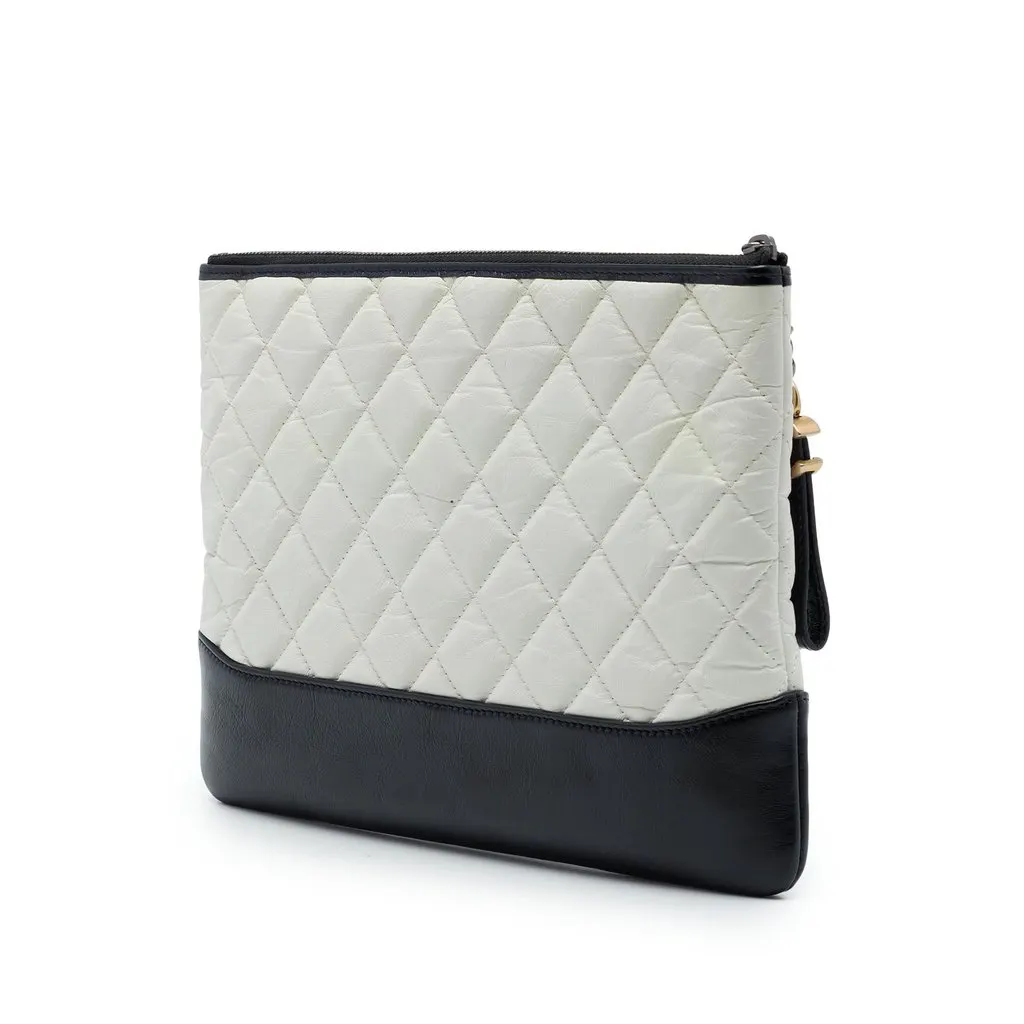 Chanel Medium Bicolor Quilted Aged Calfskin Gabrielle O Case Clutch White Leather Very good - Back View