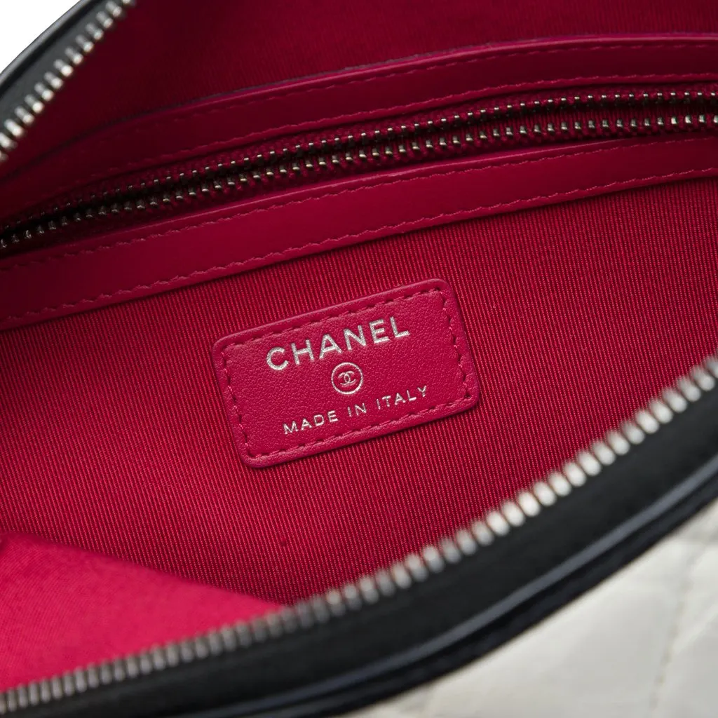 Chanel Medium Bicolor Quilted Aged Calfskin Gabrielle O Case Clutch White Leather Very good - Box View