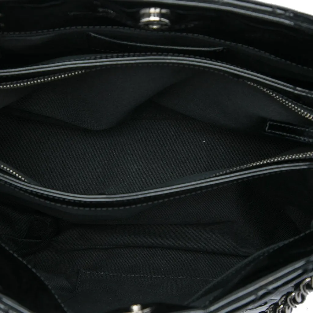 Chanel Large Quilted Patent Just Mademoiselle Bowling Bag Black Leather Very good - Model View