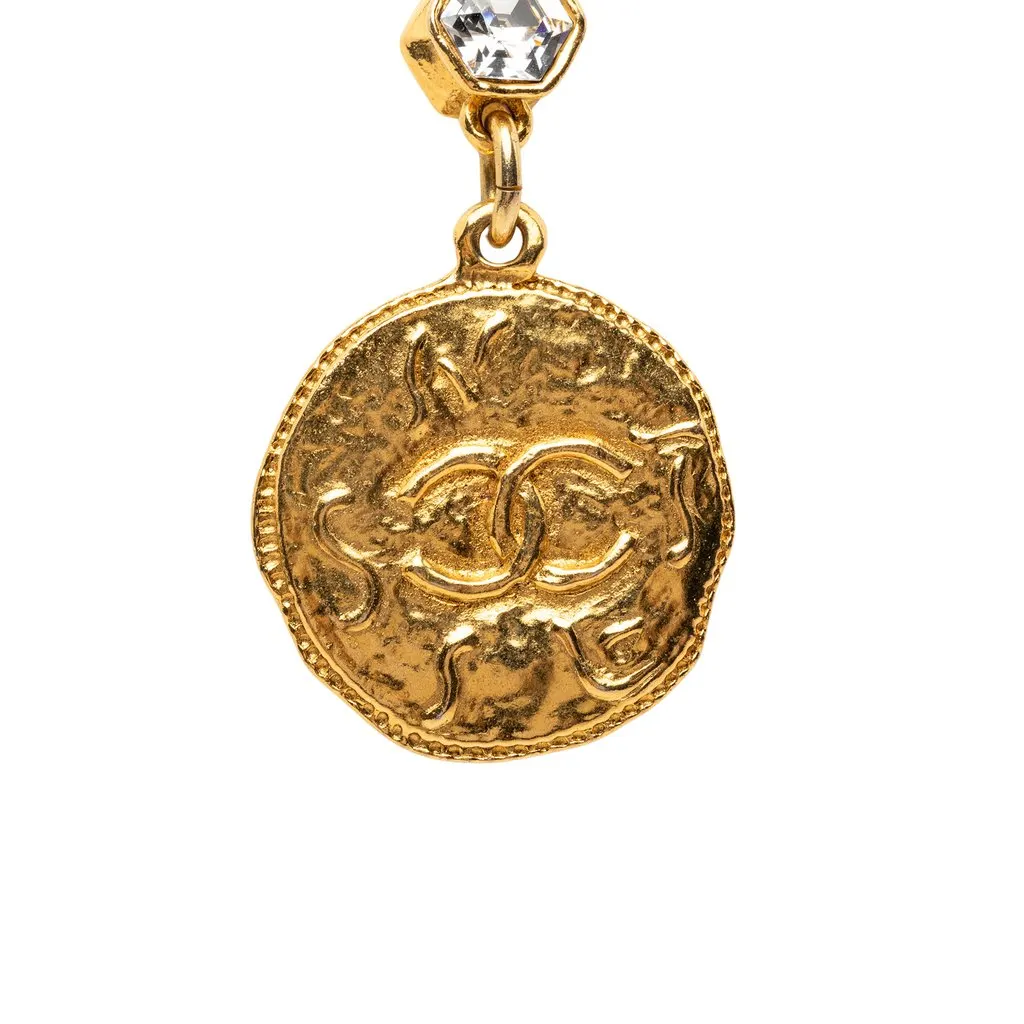 Chanel CC Gold Plated Strass Medallion Pendant Necklace Gold Metal Very good - Inside View