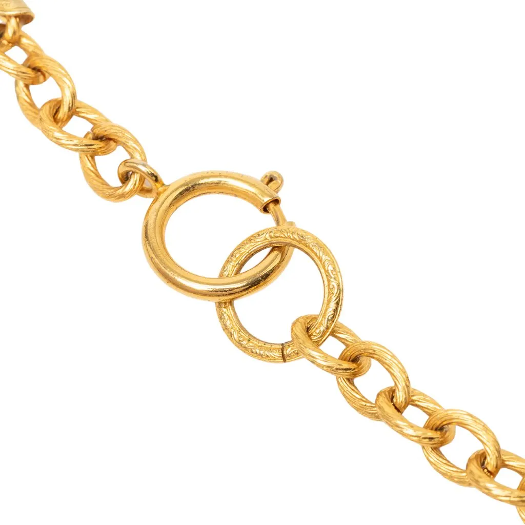 Chanel CC Gold Plated Strass Medallion Pendant Necklace Gold Metal Very good - Box View