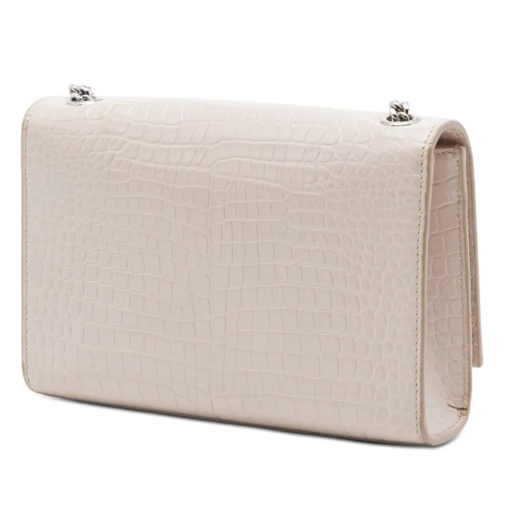 Saint Laurent Medium Croc Embossed Leather Monogram Kate Tassel Crossbody Brown Leather Very good - Back View