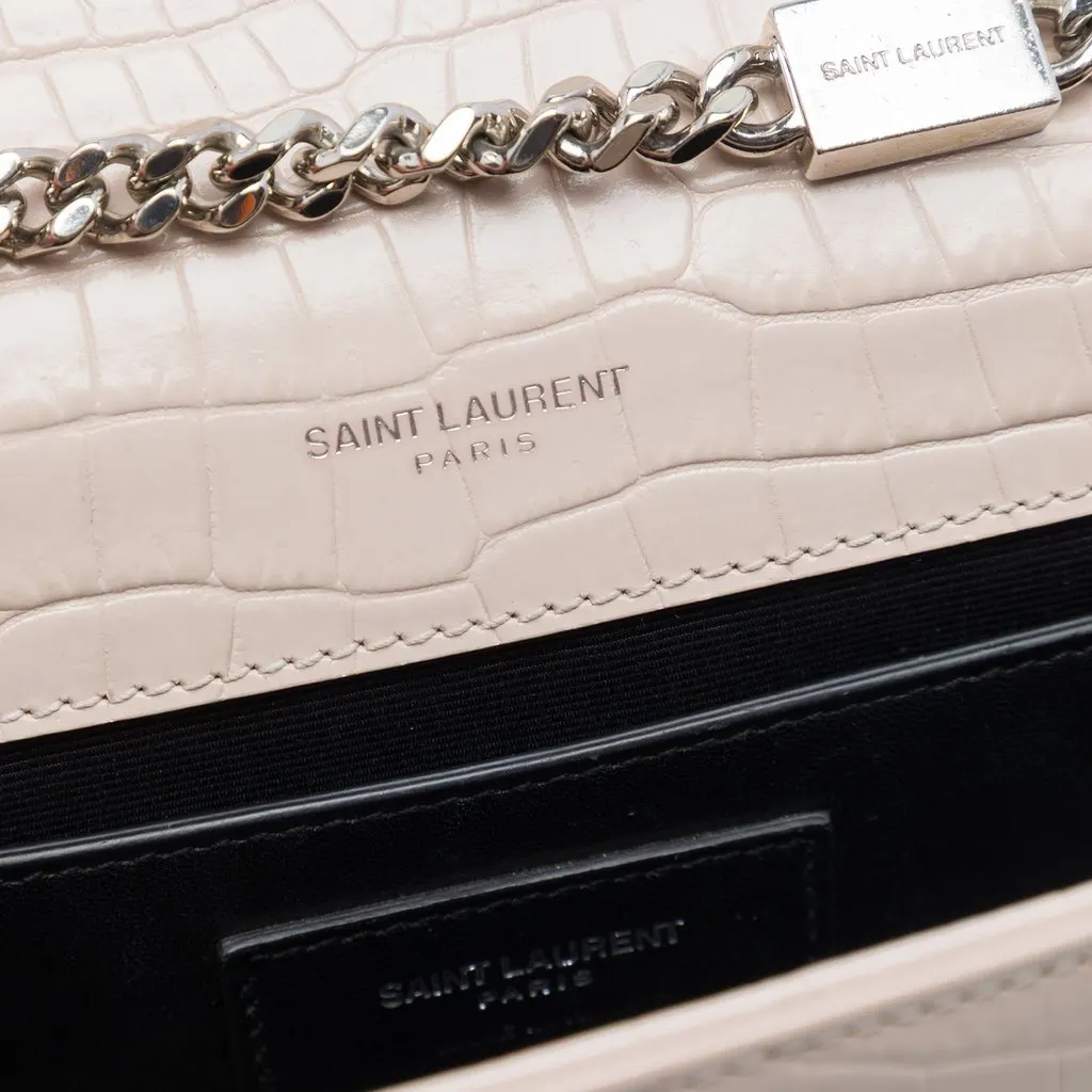 Saint Laurent Medium Croc Embossed Leather Monogram Kate Tassel Crossbody Brown Leather Very good - Box View