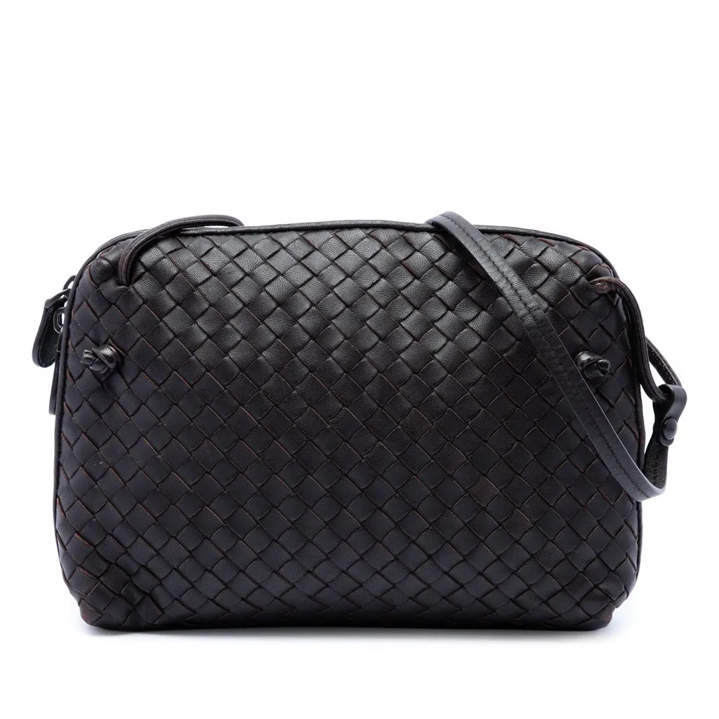 Bottega Veneta Nappa Intrecciato Nodini Crossbody Brown Leather Very good - Front View