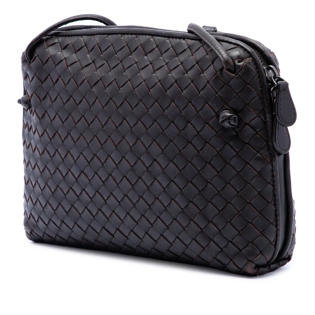 Bottega Veneta Nappa Intrecciato Nodini Crossbody Brown Leather Very good - Back View