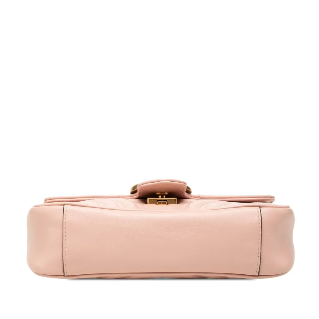 Gucci Small GG Marmont Matelasse Calfskin Shoulder Bag Pink Leather Good - Inside View