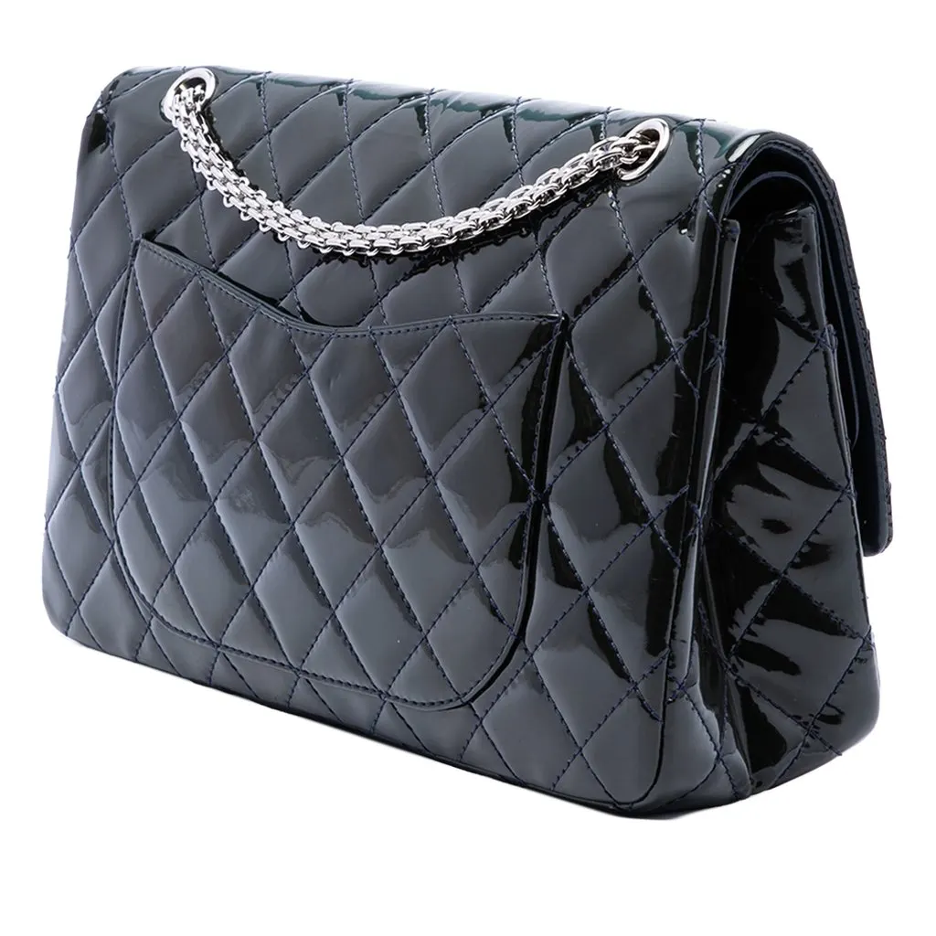 Chanel Quilted Patent Reissue 2.55 Double Flap 227 Blue Leather Very good - Back View