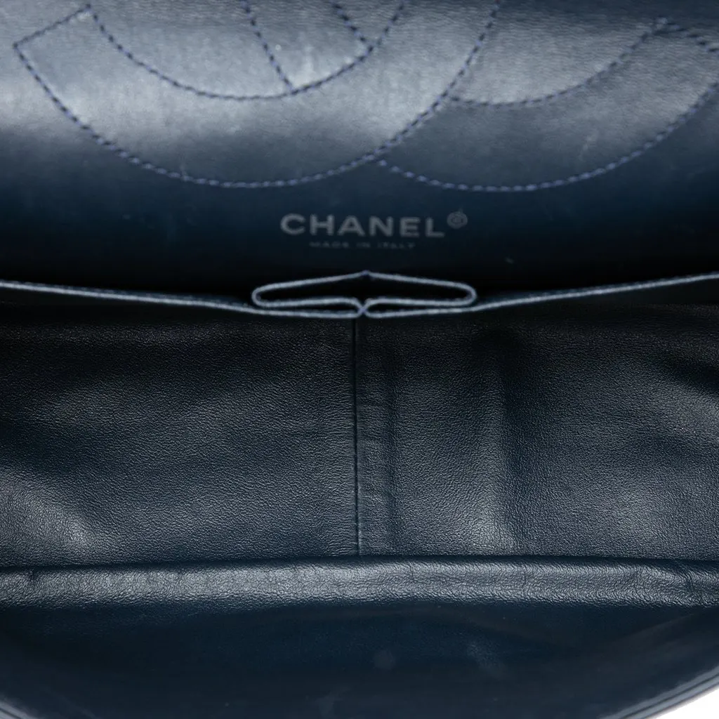 Chanel Quilted Patent Reissue 2.55 Double Flap 227 Blue Leather Very good - Model View