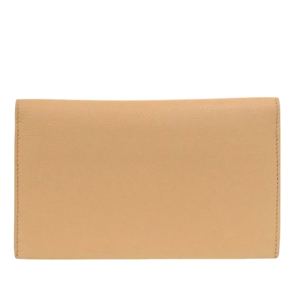 Bottega Veneta Grained Leather Flap Wallet Beige Leather Very good - Back View
